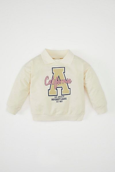DeFacto Baby Girl Shirt Collar Printed Sweatshirt D2854A524Au