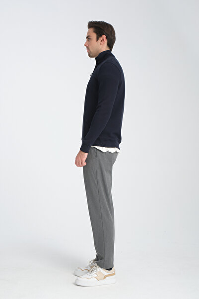 Frappoli Unisex Regular Fit Cotton Honeycomb Braided Half Zipper Stand Collar Sweatshirt