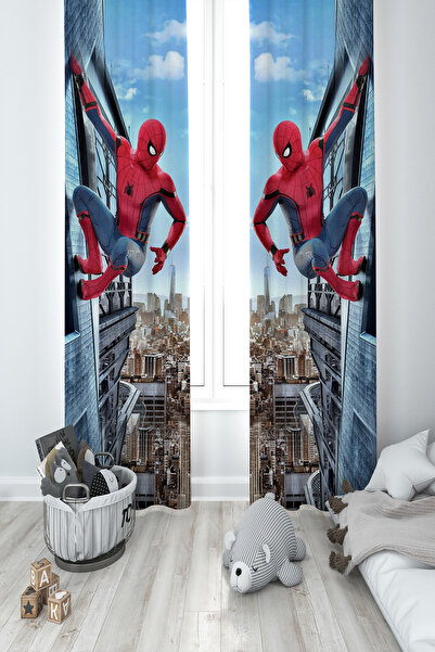 BAMBAŞKA MODA ДИТЯЧА ТА ДИТЯЧА КІМНАТА 2-крила завіса з малюнком Людини-павук...