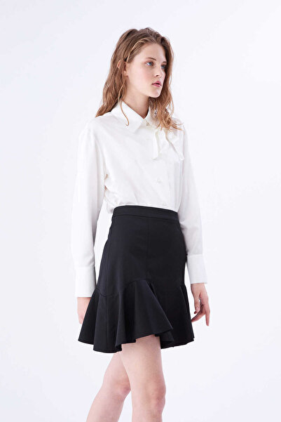 Roman Volanlı Mini Etek Siyah K2215066_001