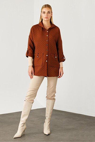 Moda İlgi Modailgi  Kapüşonlu Kapitone Mont Taba