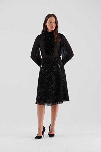 Roman Fermuarlı Çizgili Etek Standart Renk K2315012_089