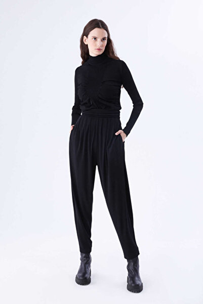 Roman Bel Detaylı Dar Paça Kadın Pantolon Siyah K2212059_001