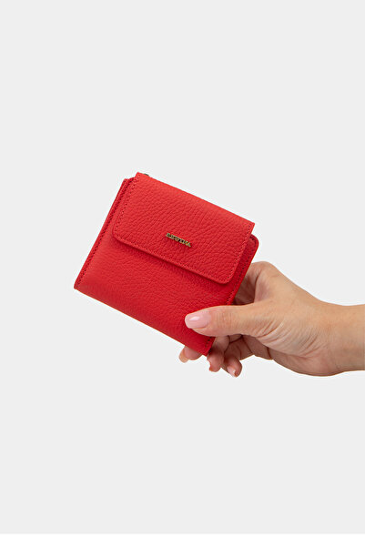 REWİNA محفظة نسائية من الجلد الطبيعي باللون الأحمر موديل 9738 - حجم صغير