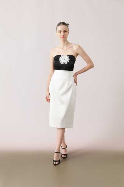 Roman Saten Midi Boy Etek Beyaz y2415037_002