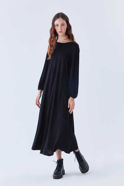 Roman Sırtı Açık Detaylı Elbise Siyah K2211025_001