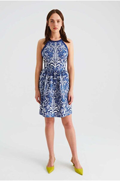 Roman Askılı Etnik Desenli Midi Günlük Elbise Standart Renk Y2211042_089