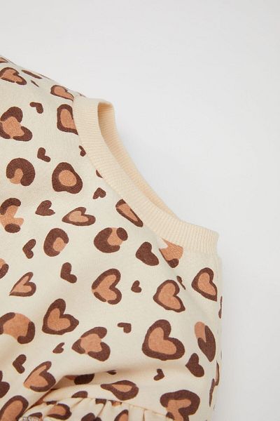 DeFacto Φούτερ Baby Girl Crew Neck Leopard με μαλακό τρίχωμα εσωτερικά D7194a524wn