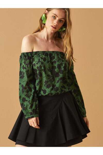 Roman Yaka Detaylı Kadın Gömlek Yeşil Y1866102_012