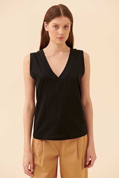 Roman Kolsuz V Yaka Tişört Siyah Y2254203_001