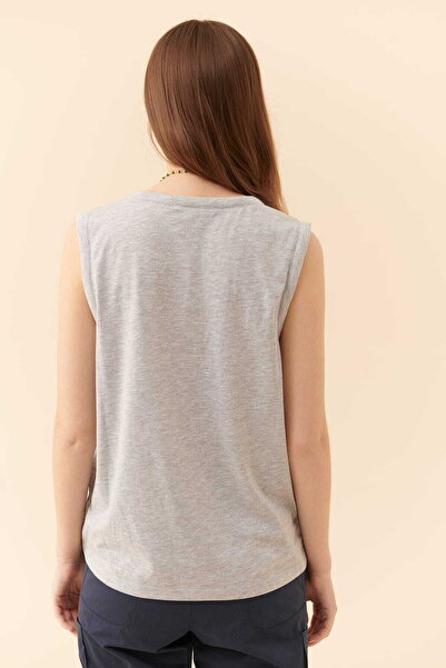 Roman Bisiklet yakalı Kadın Atlet Gri - Melanj Y2254207_434