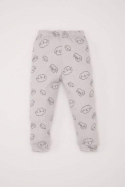 DeFacto Baby-Pyjama-Set für Jungen – geripptes Muster, lange Ärmel, Rundhalsausschnitt, elastische Taille