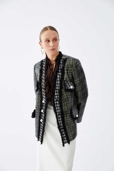 Roman Cep Detaylı Payet Kadın Ceket Standart Renk K2216061_089