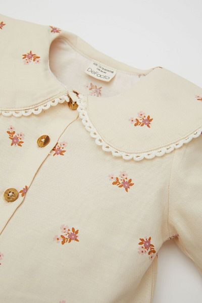 DeFacto Baby Girl Big Collar Floral Print Buttoned Twill Long Sleeve Shirt D5585A524Wn