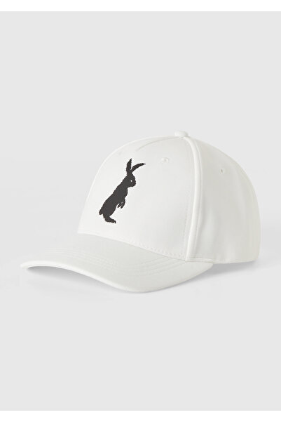 United Colors of Benetton قبعة بيضاء مربعة منقوشة للجنسين