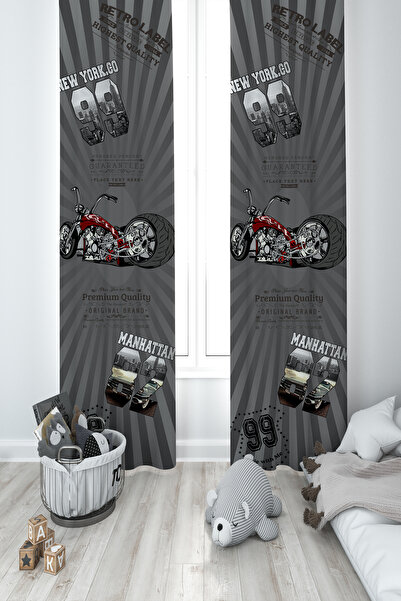 BAMBAŞKA MODA ДИТЯЧА ТА ДИТЯЧА КІМНАТА 2-крила штора з моторним малюнком YBP-...