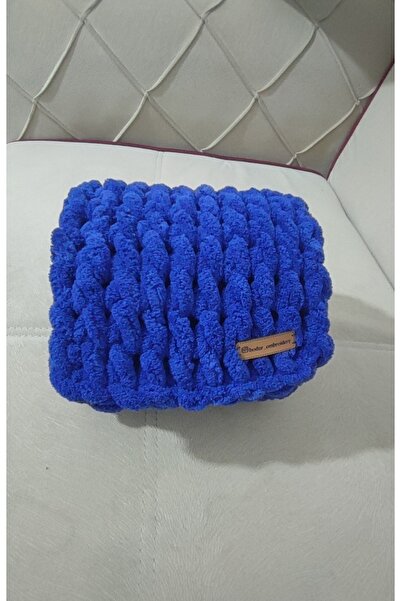 BODUR EMBROIDERY وشاح منتفخ 100% محبوك يدوياً 200*22 سم *أزرق منتصف الليل*