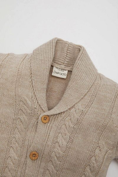 DeFacto Baby Boy Knitwear Shawl Collar Basic Buttoned Cardigan C8860A524Au
