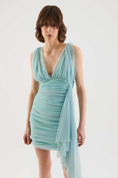 Roman İşlemeli Mini Abiye Elbise Mint Y2211536_097