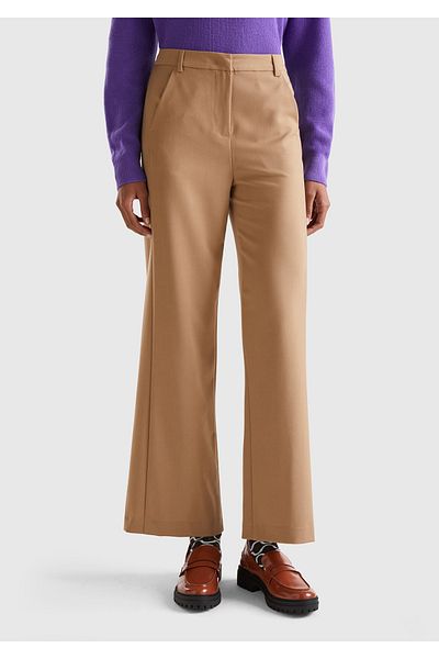 United Colors of Benetton Women's Tan Polyviscose Regular Fit Straight Leg Pants