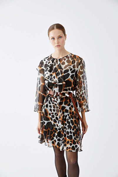 Roman Volanlı Empirme Elbise Standart Renk K2211038_089