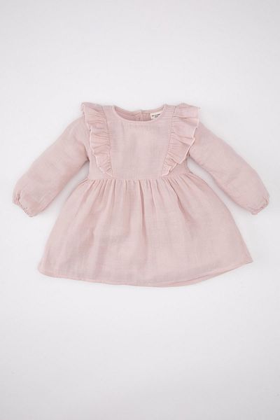DeFacto Baby-Mädchen-Langarm-Musselin-Basic-Kleid B7727a524sp