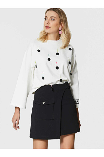 Roman Cep Detaylı Mini Etek Siyah Y1815057_001