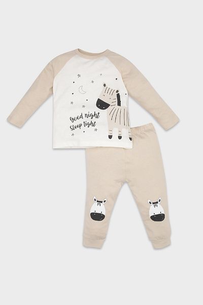 DeFacto Chlapecký pyžamový set - Zebra Print, česaná bavlna, dlouhý rukáv, elastický pas, dlouhé dno D5352A524Wn