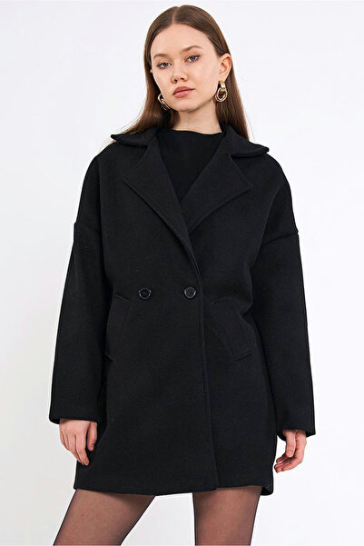 Naliru Balıksırtı Dokuma Kumaş Uzun Kollu Düşük Omuzlu Tek Düğmeli Çift Cepli...