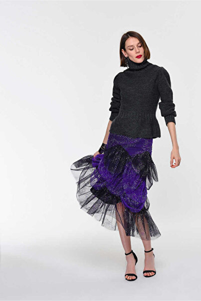 Roman Tül Detaylı Midi Etek Standart Renk K1915106_089