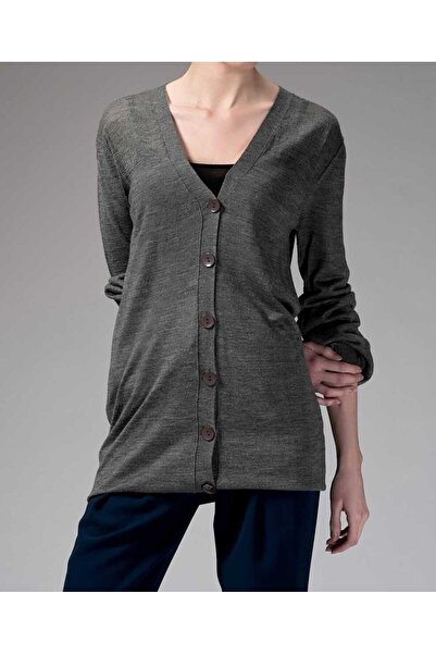 Roman Düğmeli Uzun Triko Koyu Gri K1373027_058
