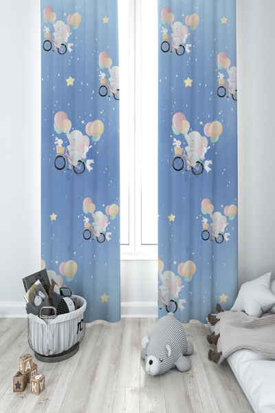 BAMBAŞKA MODA DEČJA I DEČJA SOBA Bicikl i slonović Sa deznom 2 krila Zavesa z...