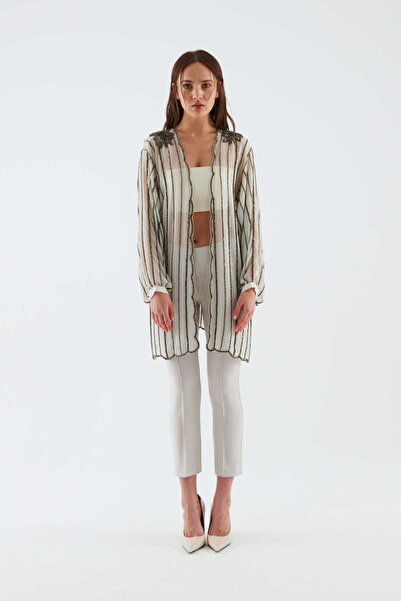 Roman Yakası İşlemeli Abiye Kaftan Kemik Y2269126_019