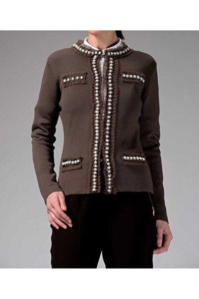 Roman Boncuk Detaylı Triko Kahve K1471008_005