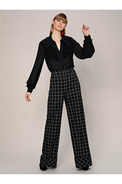 Roman Paça Detaylı Kareli Kadın Pantolon Standart Renk K1912028_089