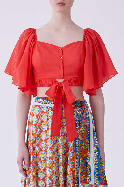 Roman Karpuz Kol Kuşaklı Coral Bluz Coral Y2113107_122