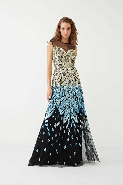 Roman Tüllü Uzun Boy Abiye Elbise Standart Renk K2461102_089