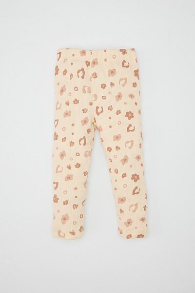 DeFacto 2-Piece Set for Baby Girl - Crew Neck, Printed Long Sleeve T-Shirt and Leopard Print Bottom D6011A524Wn