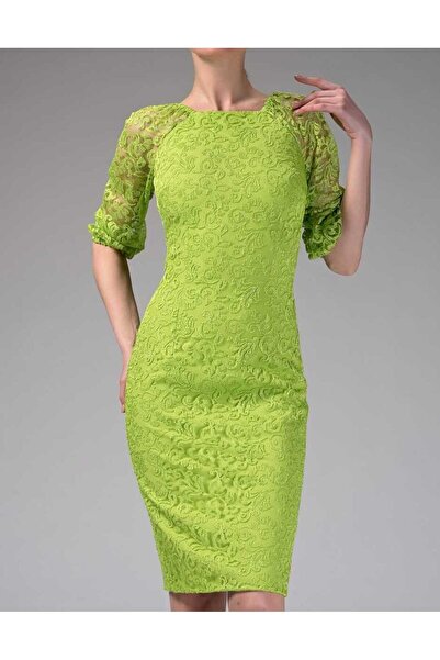 Roman Truvakar Kol Sırt Detaylı Abiye Elbise Fıstık Yeşili K1411254_042