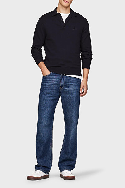 Tommy Hilfiger Pamuk ve Kaşmir Karışımlı Düğmeli Polo Yaka Kazak Erkek KAZAK MW0MW36519 DW5