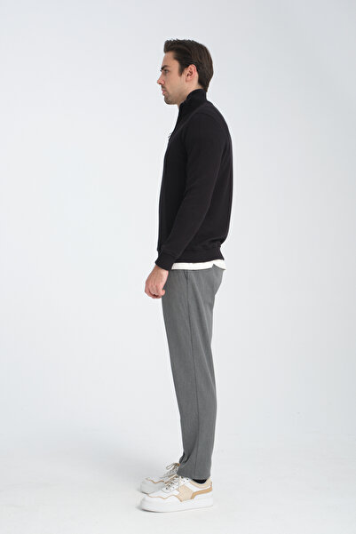 Frappoli Φούτερ Unisex Regular Fit Βαμβακερό κυψελωτό πλεκτό με μισό φερμουάρ με γιακά