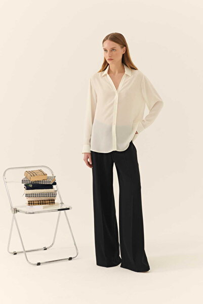 Roman Krep Kadın Gömlek Ekru Y2313548_049