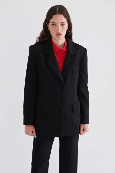 Roman Cepli Kadın Ceket Siyah K2316041_001