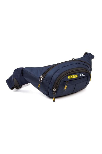 Newish Unisex Impertex Fabric Waterproof Shoulder and Waist Bag with Headphone Outlet Cross Strap Navy Blue