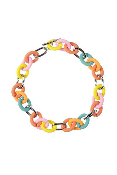 Roman Zincir Görünümlü Renkli Kolye Standart Renk Y2286237_089