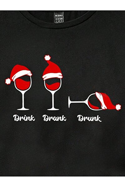 OVER HEAD Πρωτοχρονιάτικο κοκτέιλ στάμπα υπερμεγέθη, λαιμόκοψη, κοντομάνικο μπλουζάκι