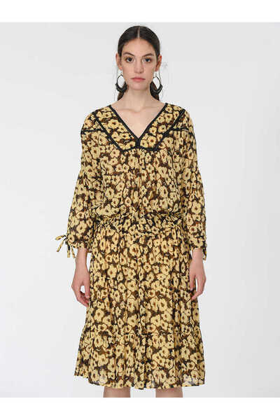 Roman Belden Lastikli Desenli Bluz Standart Renk Y1967147_089