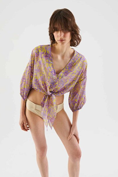 Roman Bağlamalı Renkli Kadın Gömlek Standart Renk Y2213593_089