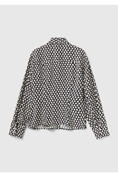 United Colors of Benetton Γυναικείο παχύρρευστο πουκάμισο Navy Blue με λουλουδάτο σχέδιο