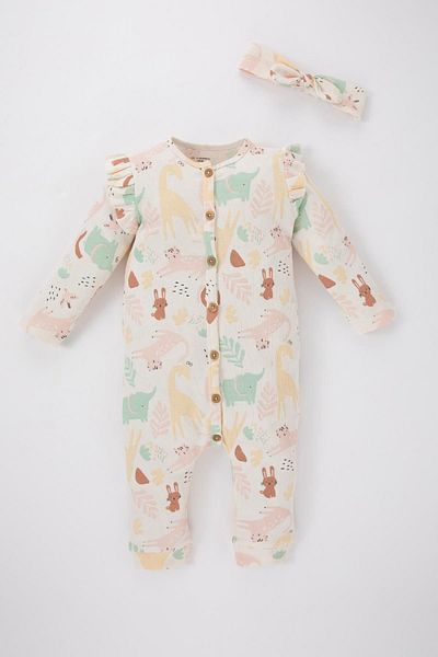 DeFacto Long Sleeve Jumpsuit Hair Band 2 Pieces Set